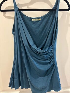 Velvet Teal Draped Cowl Neck Tank Top